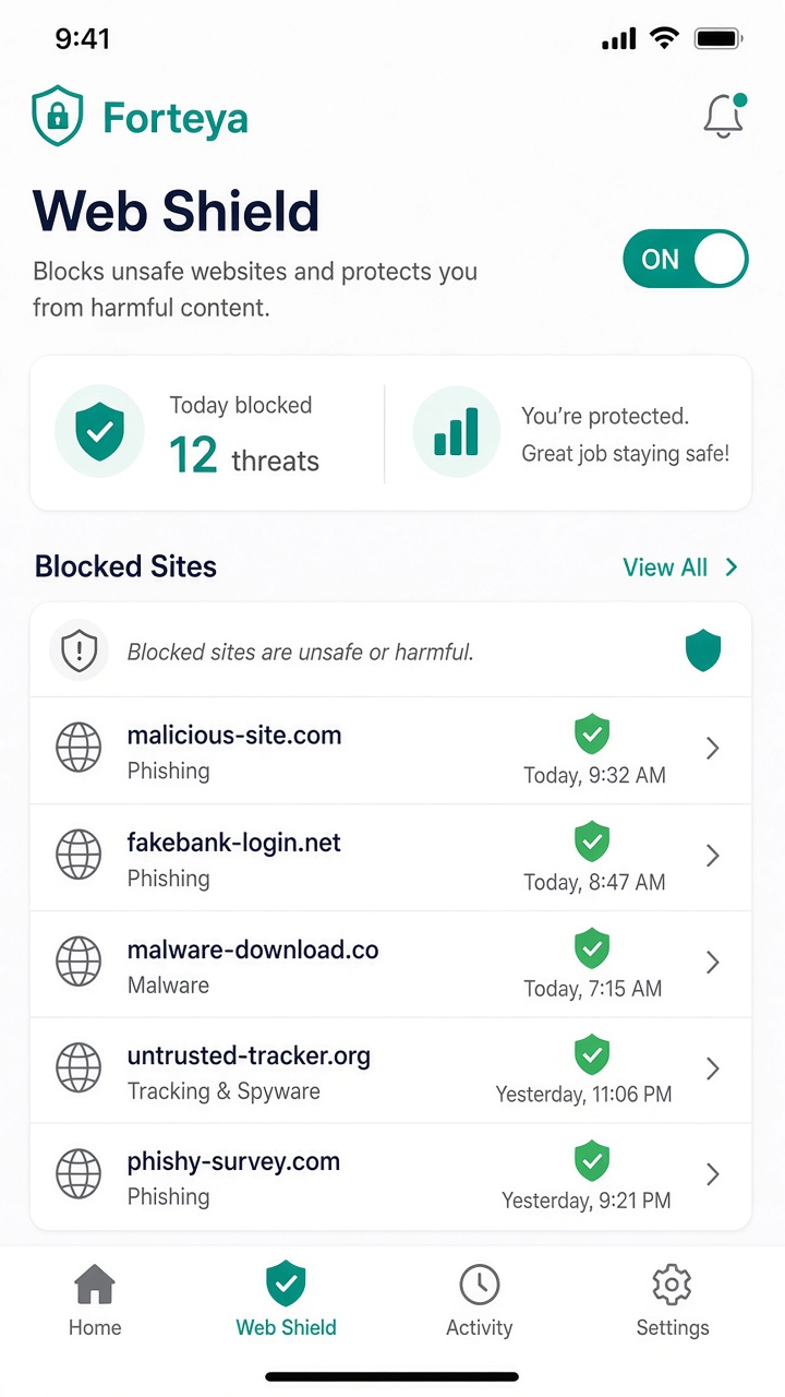 Web Shield screen